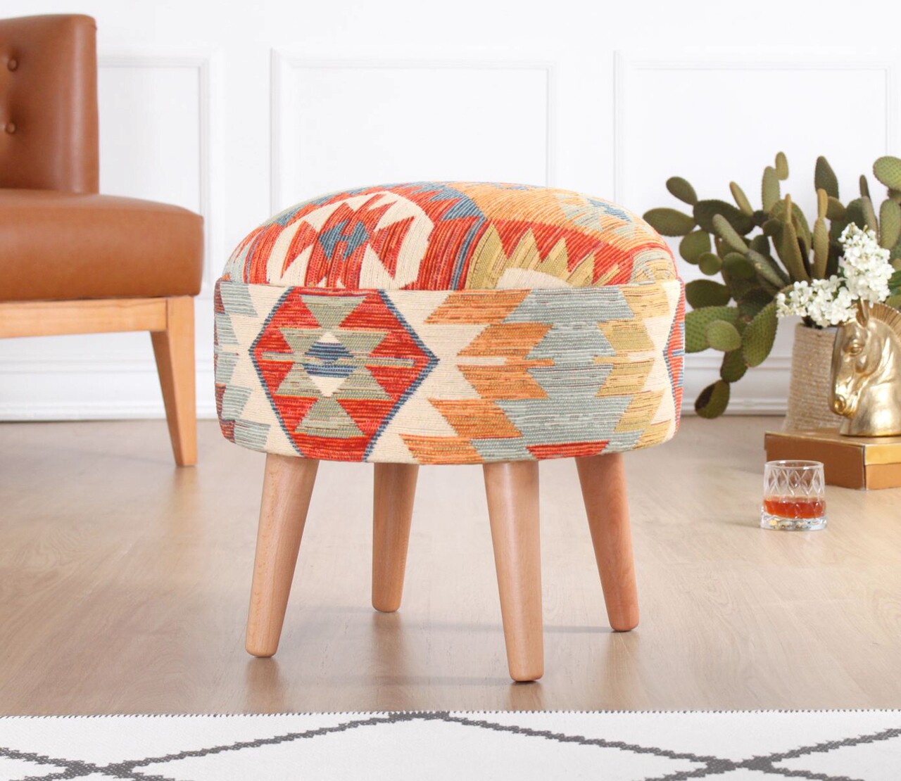 Taburet, Atelier del Sofa, 209FLF1442, 50% bumbac, 50% in, Multicolor - imagine 5